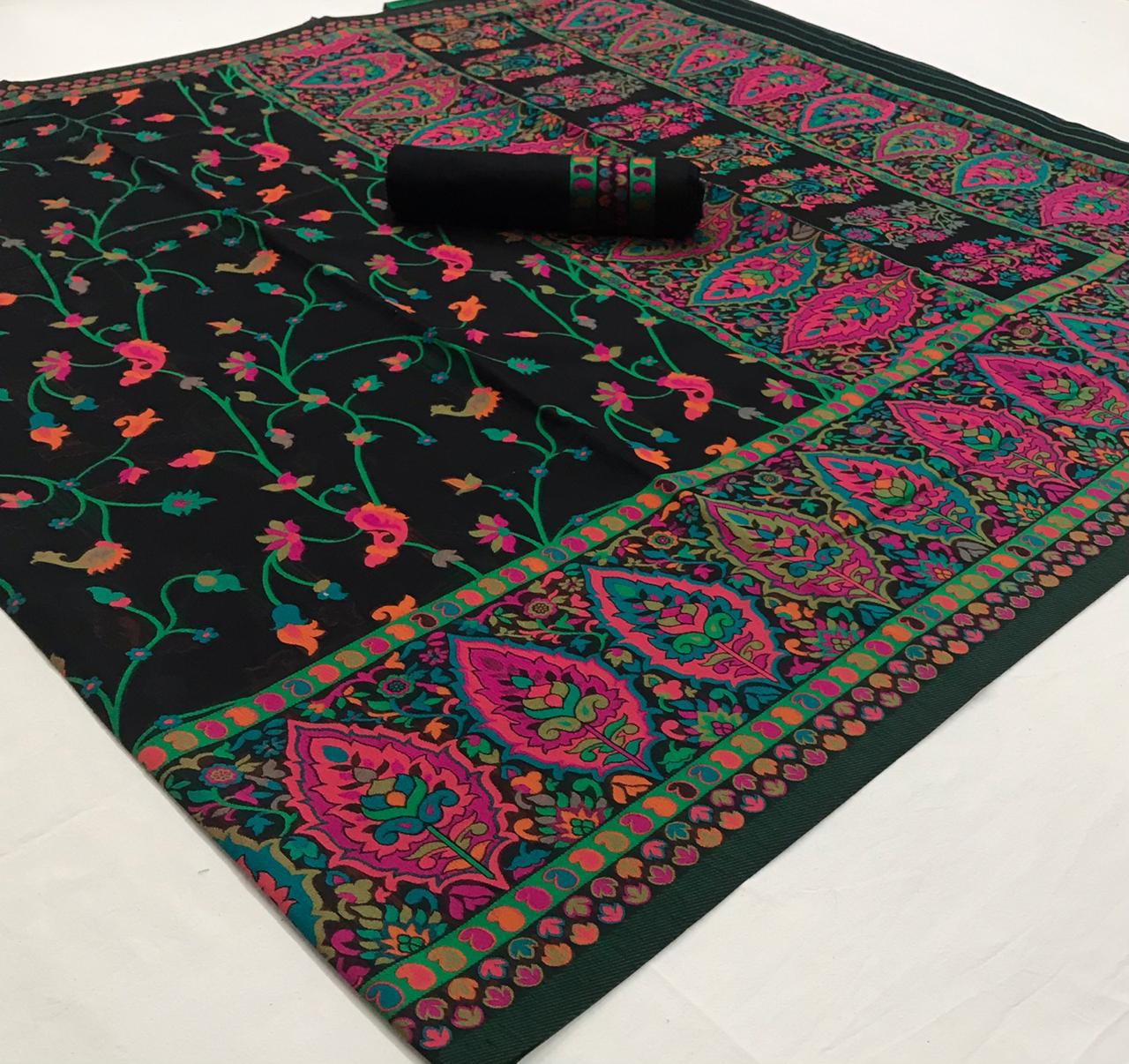 Khyber Silk By Rajtex Pure Kashmiri Modal Weaving Saree Online Shopping In India