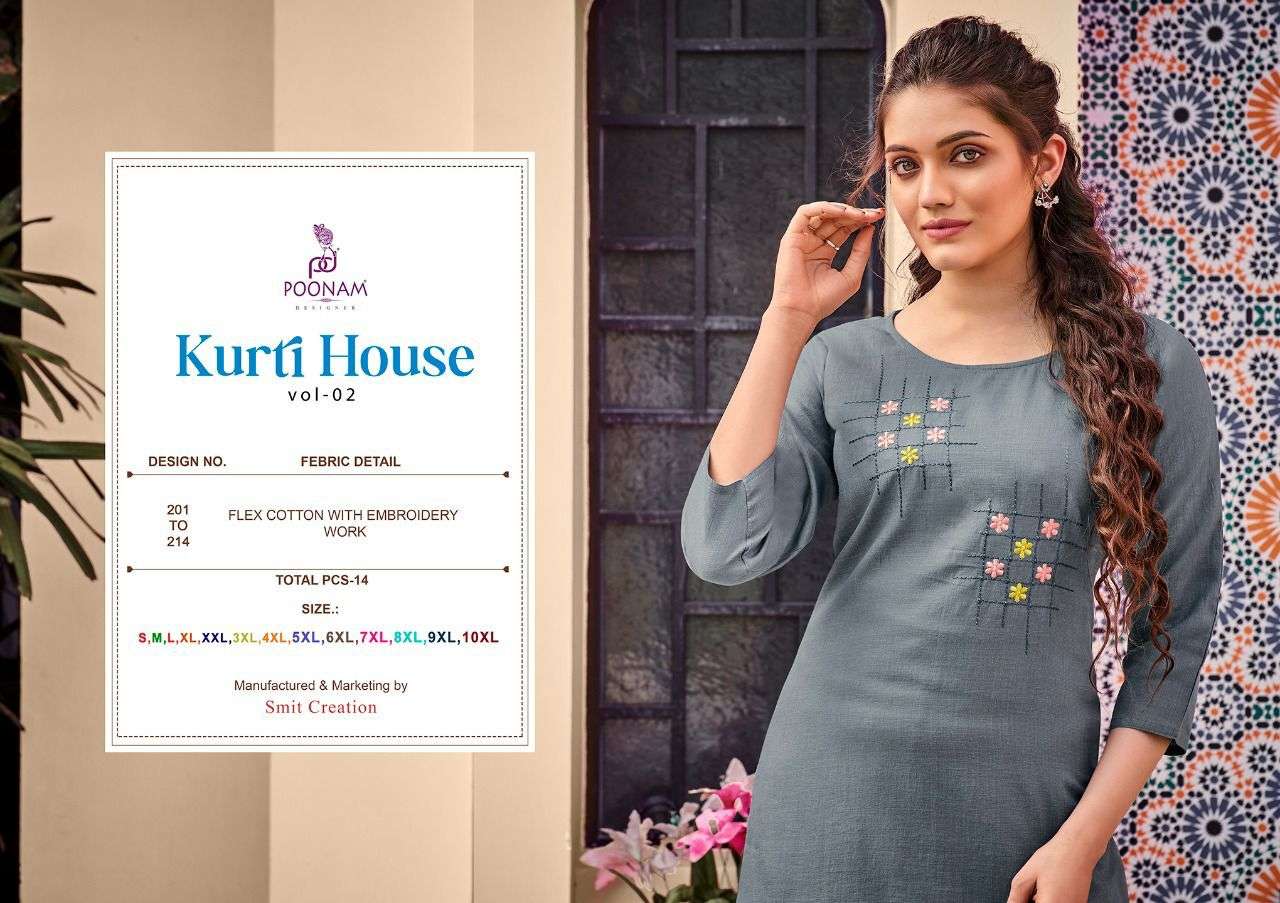 Kurti House Vol 2 By Poonam Slub Cotton Big Sizes Fancy Kurti