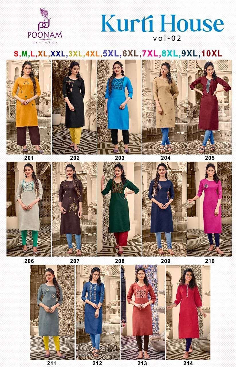 Kurti House Vol 2 By Poonam Slub Cotton Big Sizes Fancy Kurti