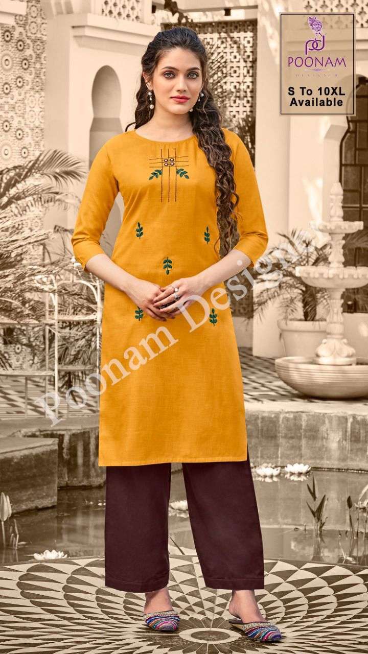 Kurti House Vol 2 By Poonam Slub Cotton Big Sizes Fancy Kurti