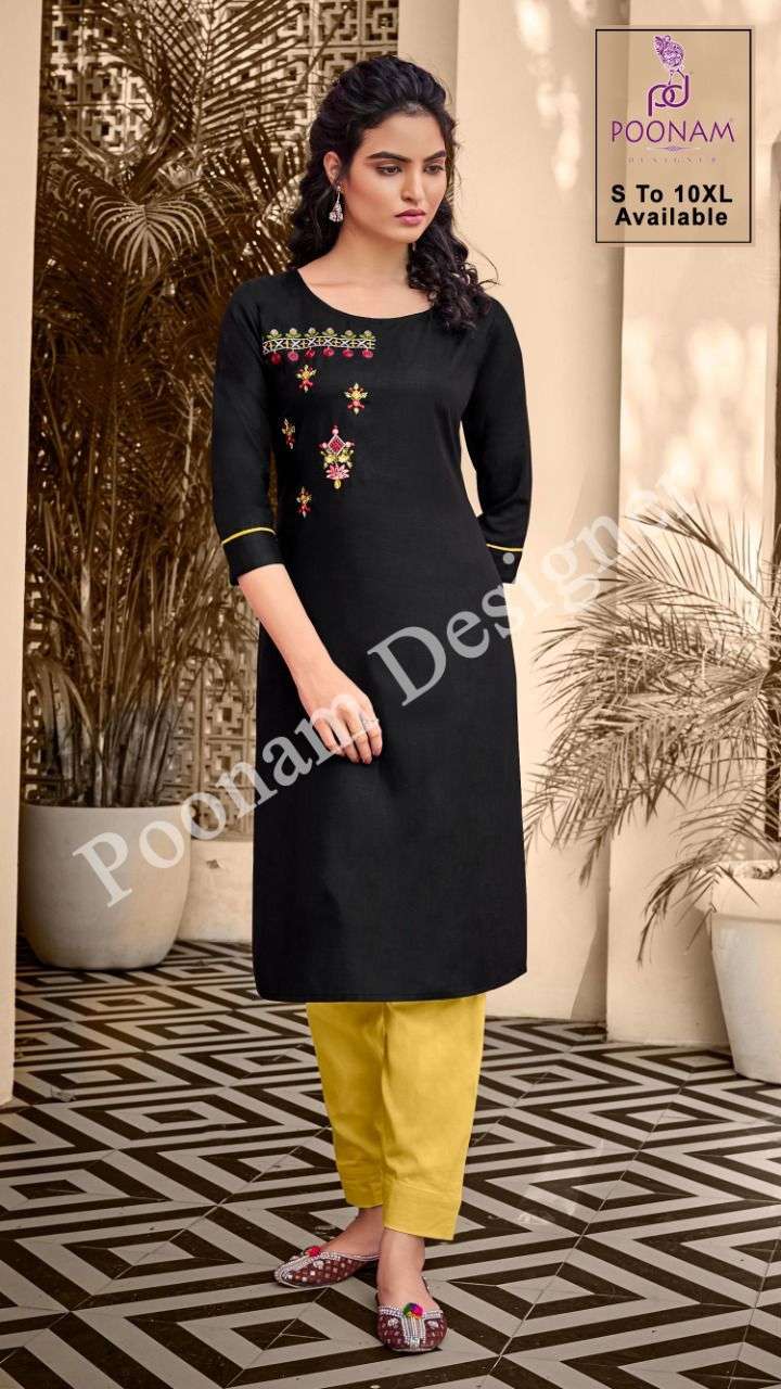 Kurti House Vol 2 By Poonam Slub Cotton Big Sizes Fancy Kurti