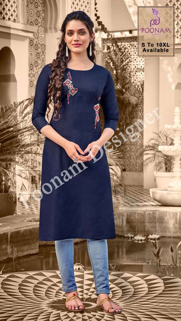 Kurti House Vol 2 By Poonam Slub Cotton Big Sizes Fancy Kurti