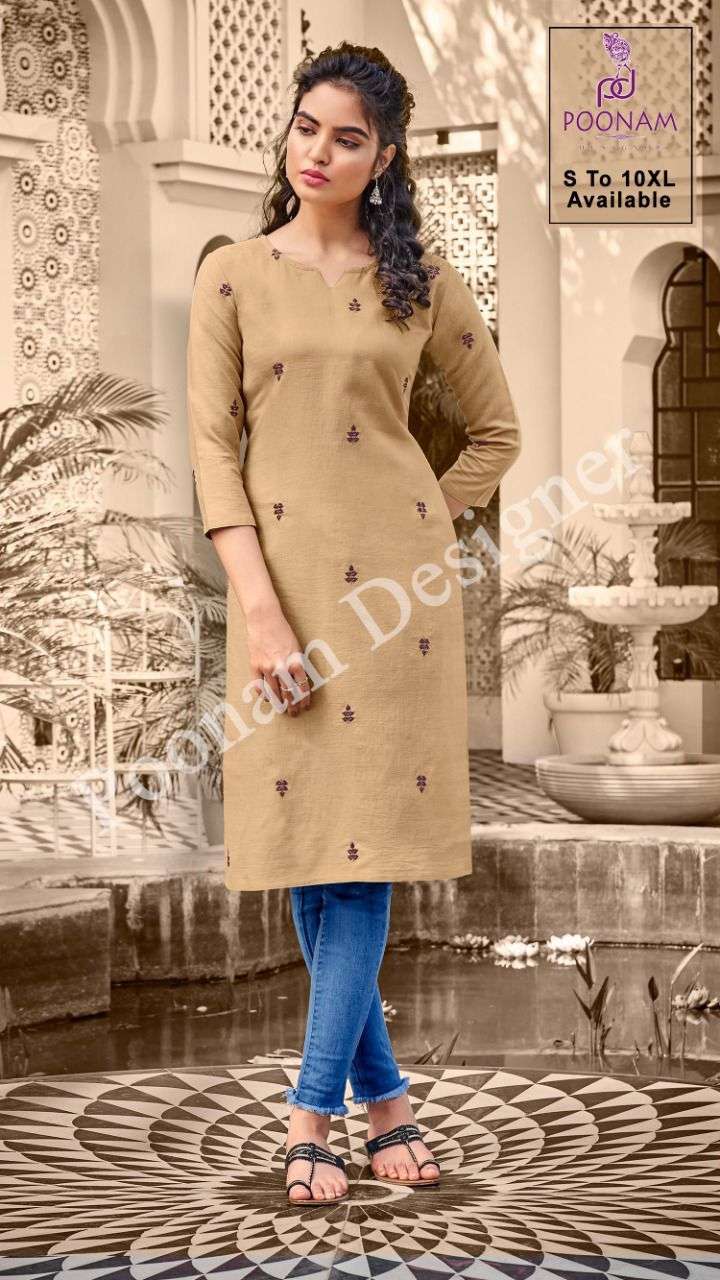 Kurti House Vol 2 By Poonam Slub Cotton Big Sizes Fancy Kurti