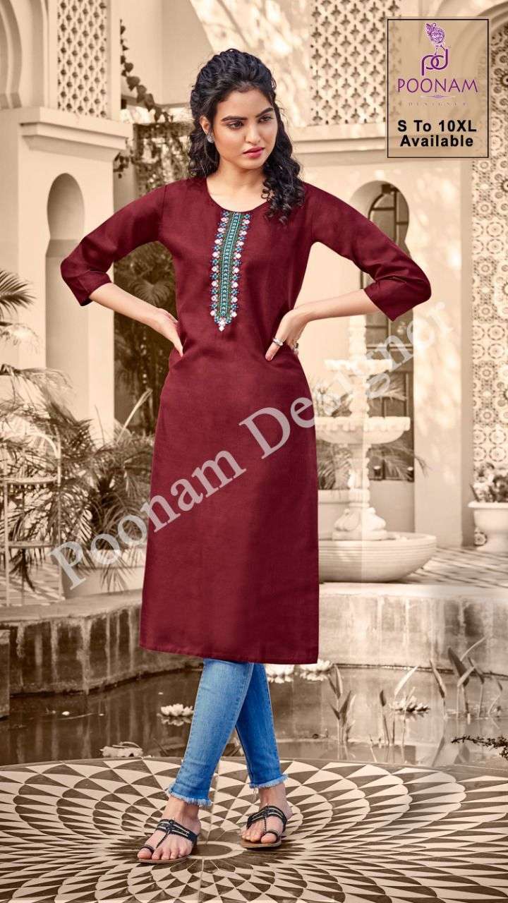 Kurti House Vol 2 By Poonam Slub Cotton Big Sizes Fancy Kurti