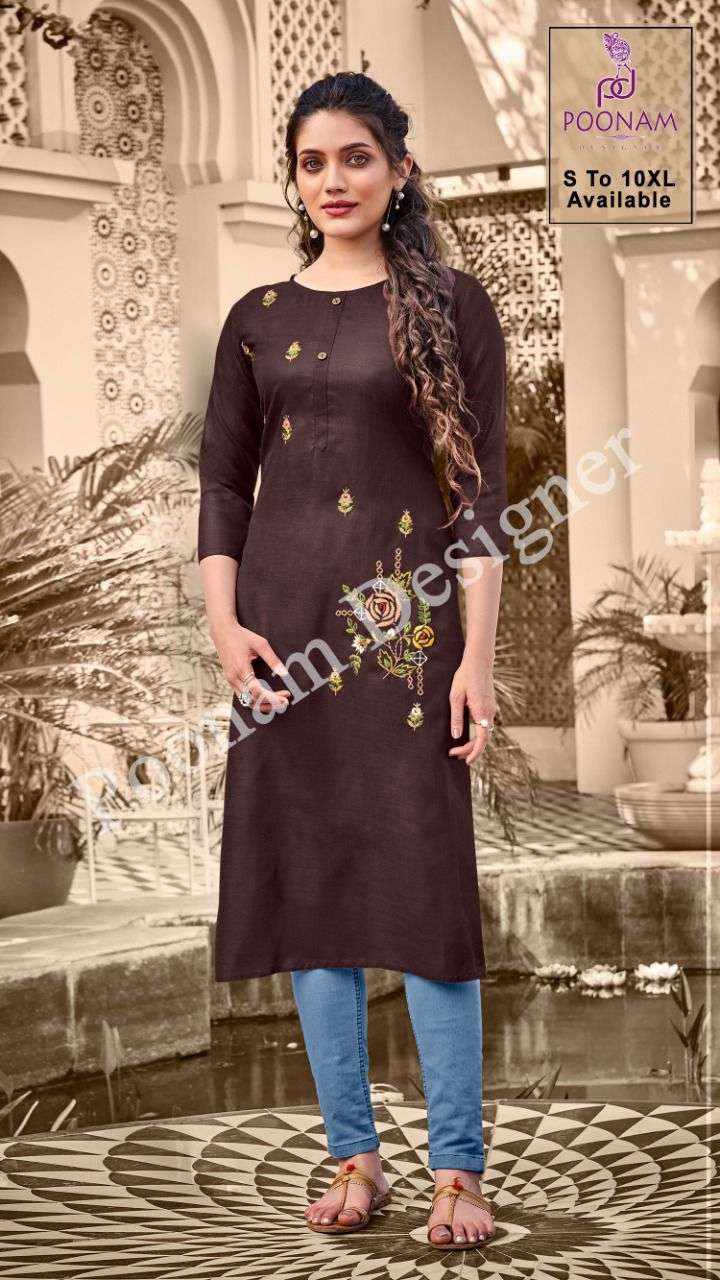 Kurti House Vol 2 By Poonam Slub Cotton Big Sizes Fancy Kurti