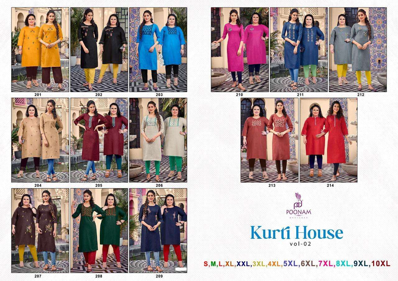 Kurti House Vol 2 By Poonam Slub Cotton Big Sizes Fancy Kurti