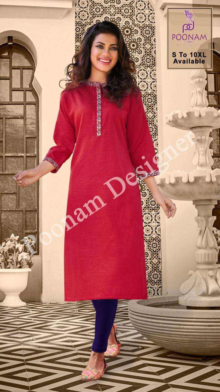 Kurti House Vol 2 By Poonam Slub Cotton Big Sizes Fancy Kurti