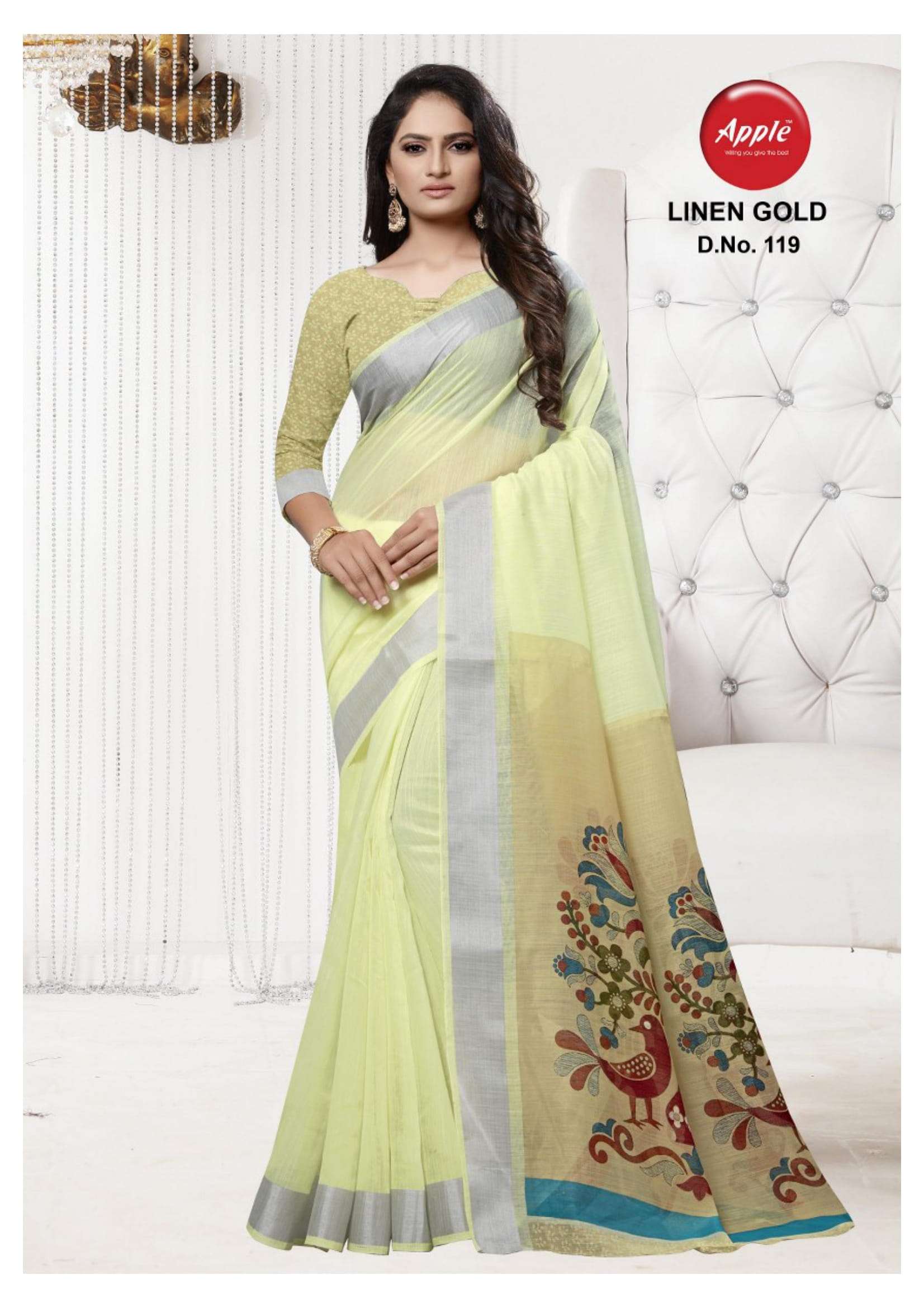 Linen Gold By Apple Casual Wear Linen Soft Cotton Saree At Lowest Price In Surat Market