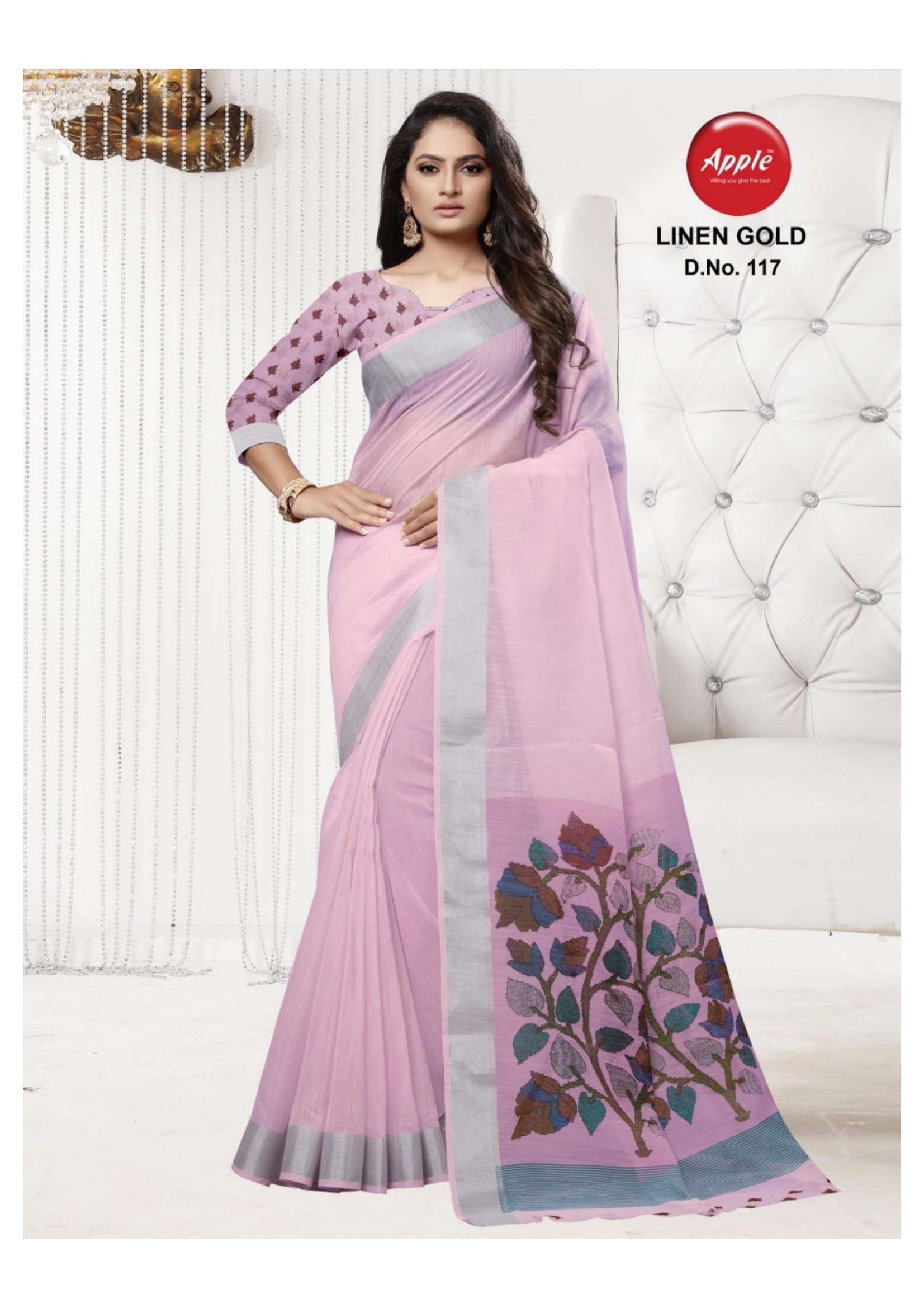 Linen Gold By Apple Casual Wear Linen Soft Cotton Saree At Lowest Price In Surat Market