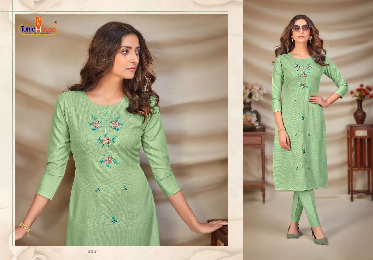 Norja-3 By Tunic House Hand Work Designer Kurti Catalog Supplier
