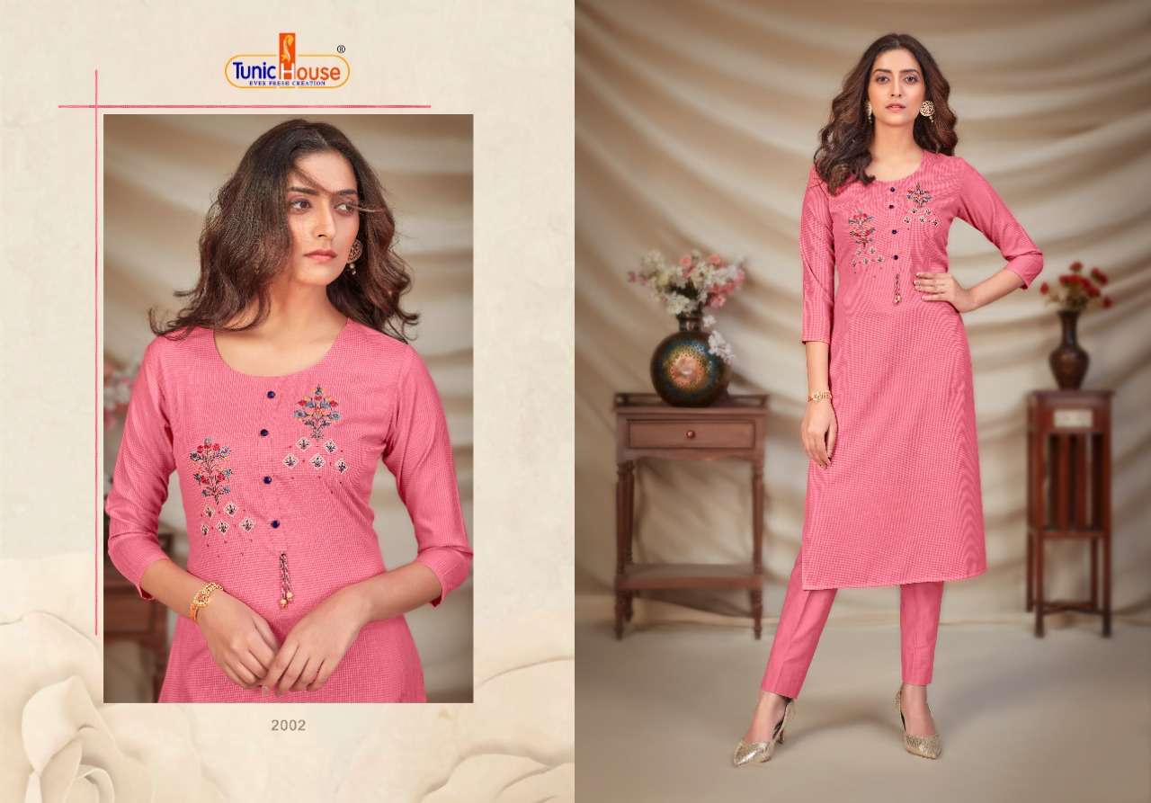 Norja-3 By Tunic House Hand Work Designer Kurti Catalog Supplier