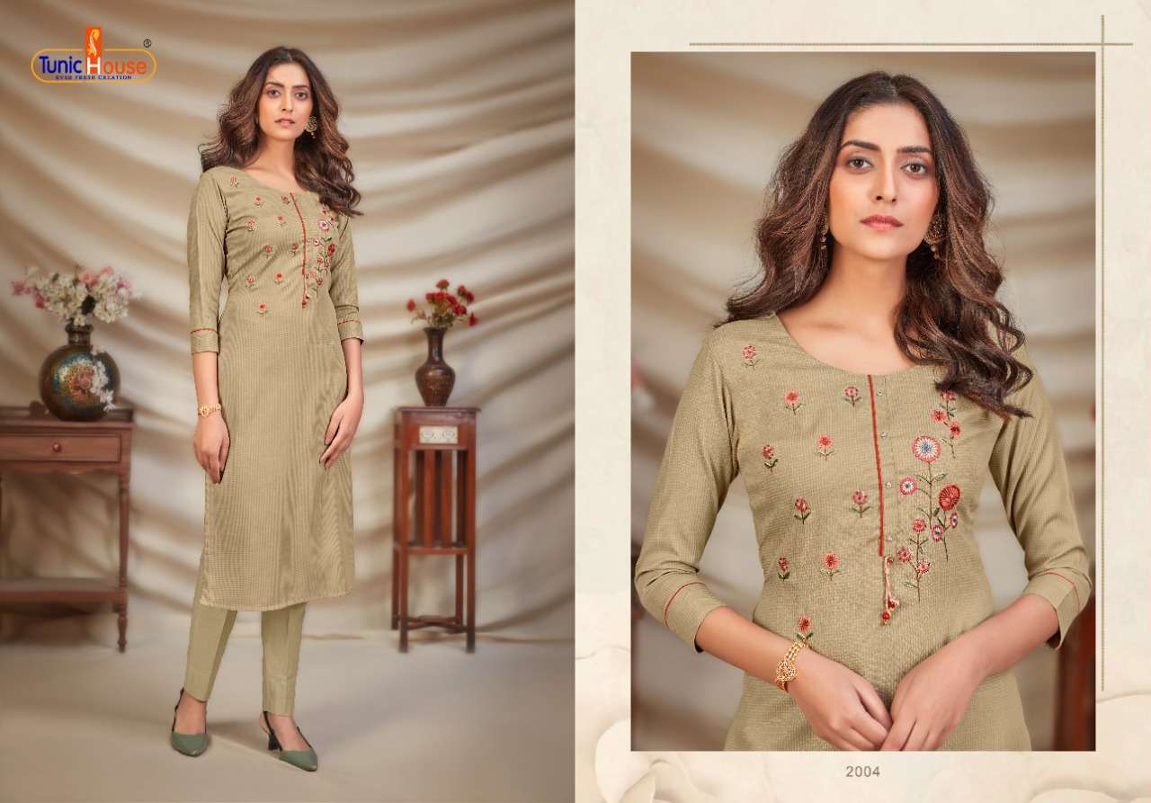 Norja-3 By Tunic House Hand Work Designer Kurti Catalog Supplier