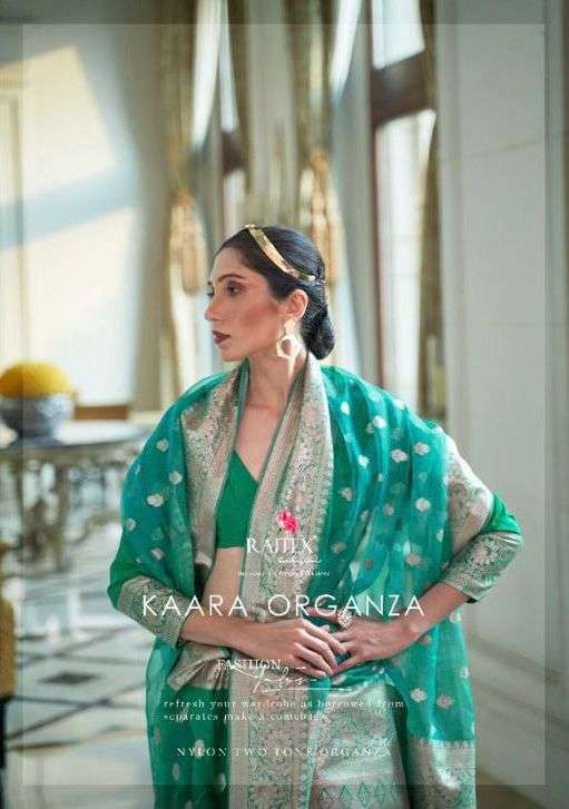 Rajtex Kaara Organza Nylone Organza Fancy Sarees