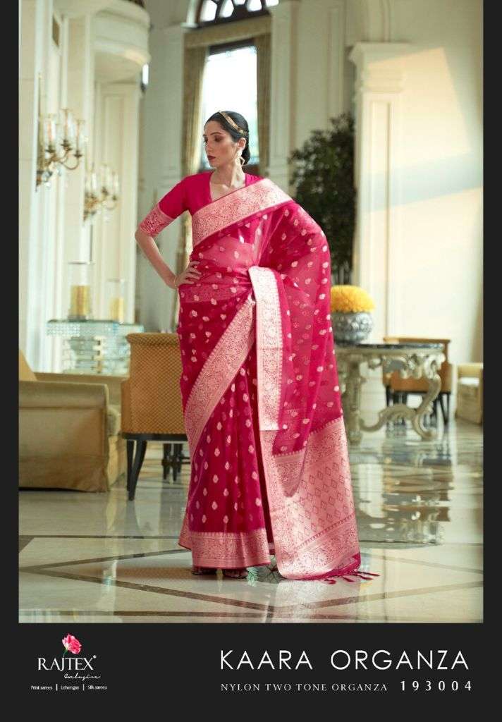 Rajtex Kaara Organza Nylone Organza Fancy Sarees