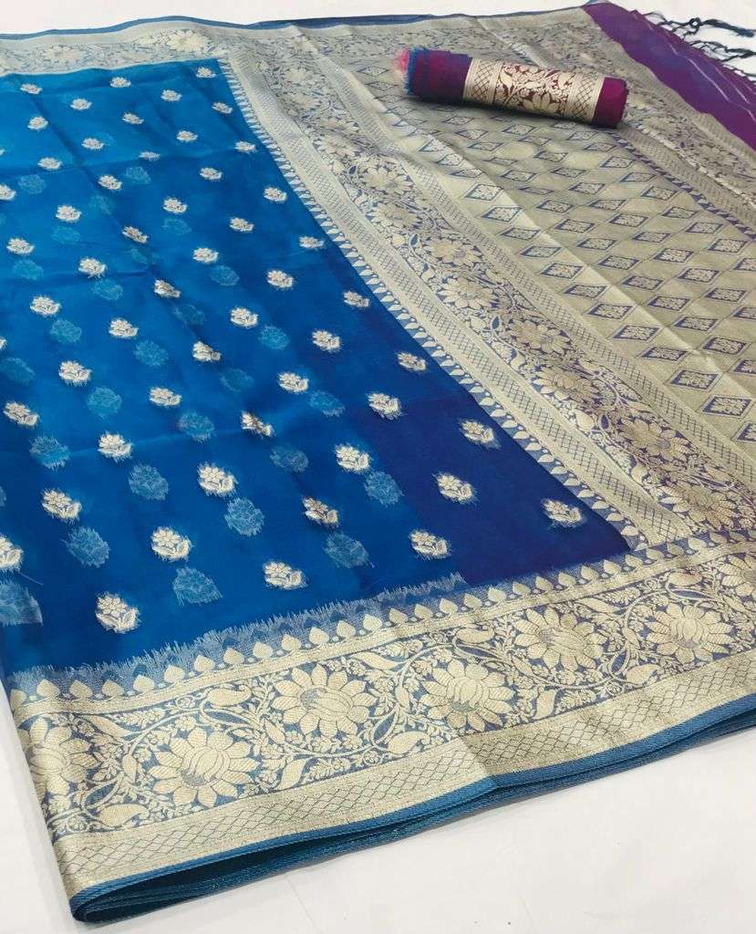 Rajtex Kaara Organza Nylone Organza Fancy Sarees