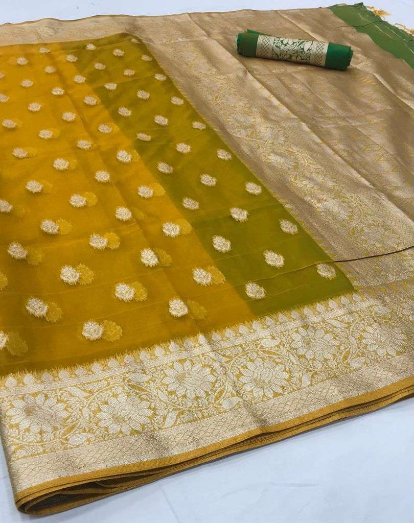 Rajtex Kaara Organza Nylone Organza Fancy Sarees