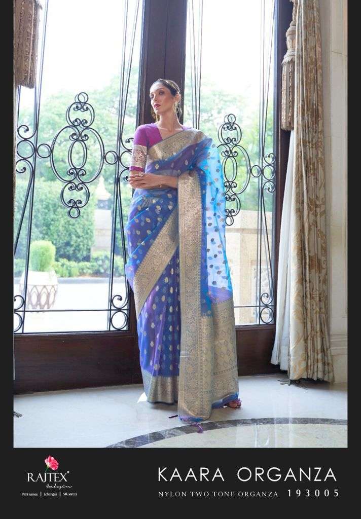 Rajtex Kaara Organza Nylone Organza Fancy Sarees