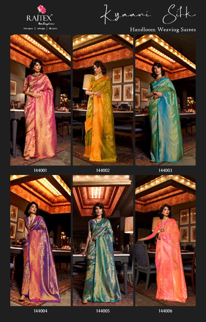 Rajtex Presents Kyaani Silk Designer Nylon Soft Silk Traditional Wear Saree Catalogs