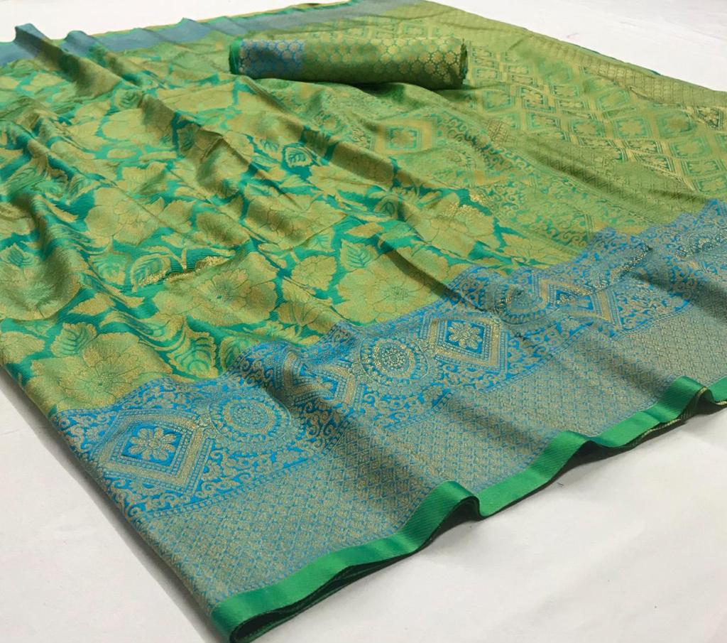 Rajtex Presents Kyaani Silk Designer Nylon Soft Silk Traditional Wear Saree Catalogs