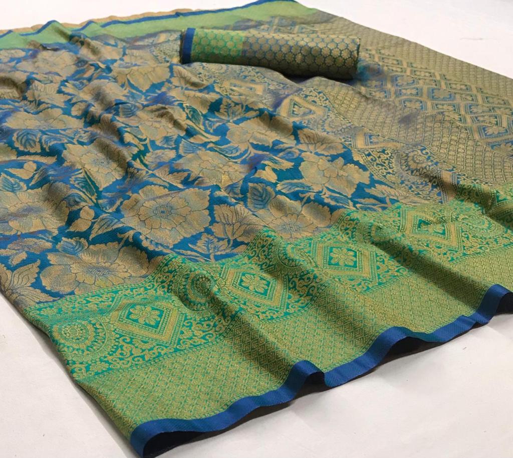 Rajtex Presents Kyaani Silk Designer Nylon Soft Silk Traditional Wear Saree Catalogs