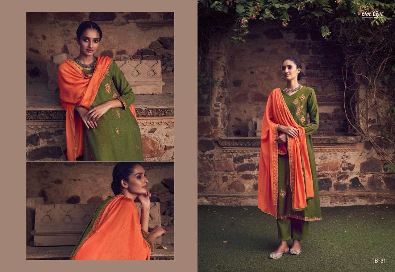 Tribe Gulner Silk Embroidery Designer Salwar Kameez With Mirror Work By Omtex