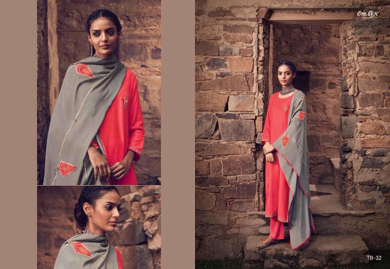 Tribe Gulner Silk Embroidery Designer Salwar Kameez With Mirror Work By Omtex