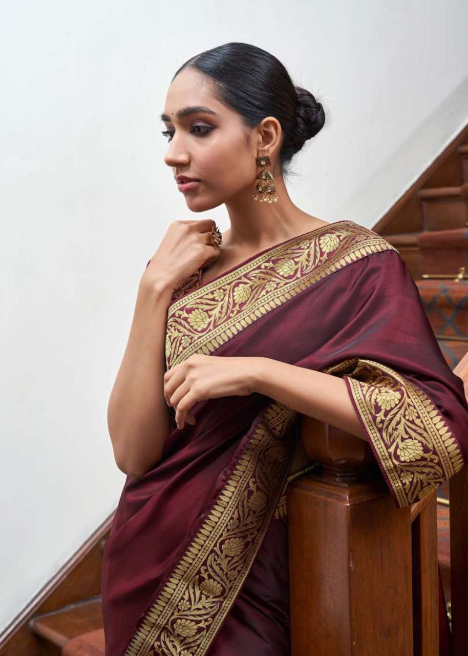 Zarna Silk Original Wedding Barfi Fabric Sarees With Rich Border By Shangrila