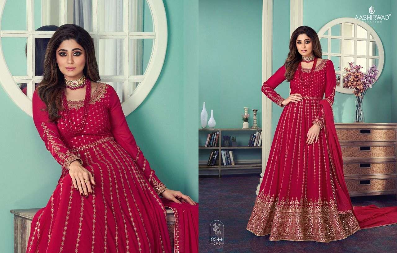 aashirwad gulnar georgette anarkali suits readymade free size 