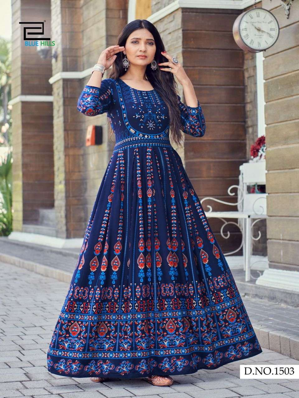 FASHION GALLERIA VOL. 4 - Rayon fabric print with stitching patterns long  gown style kurtis - Salwar Kameez Wholesaler | Kurtis Wholesaler | Sarees