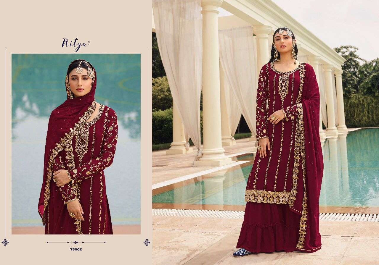 lt nitya 173 73001-73005 series georgette sharara style salwar suits catalog 
