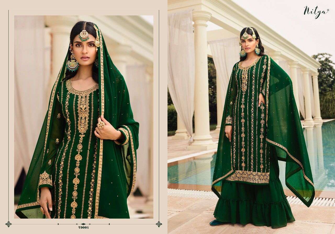 lt nitya 173 73001-73005 series georgette sharara style salwar suits catalog 
