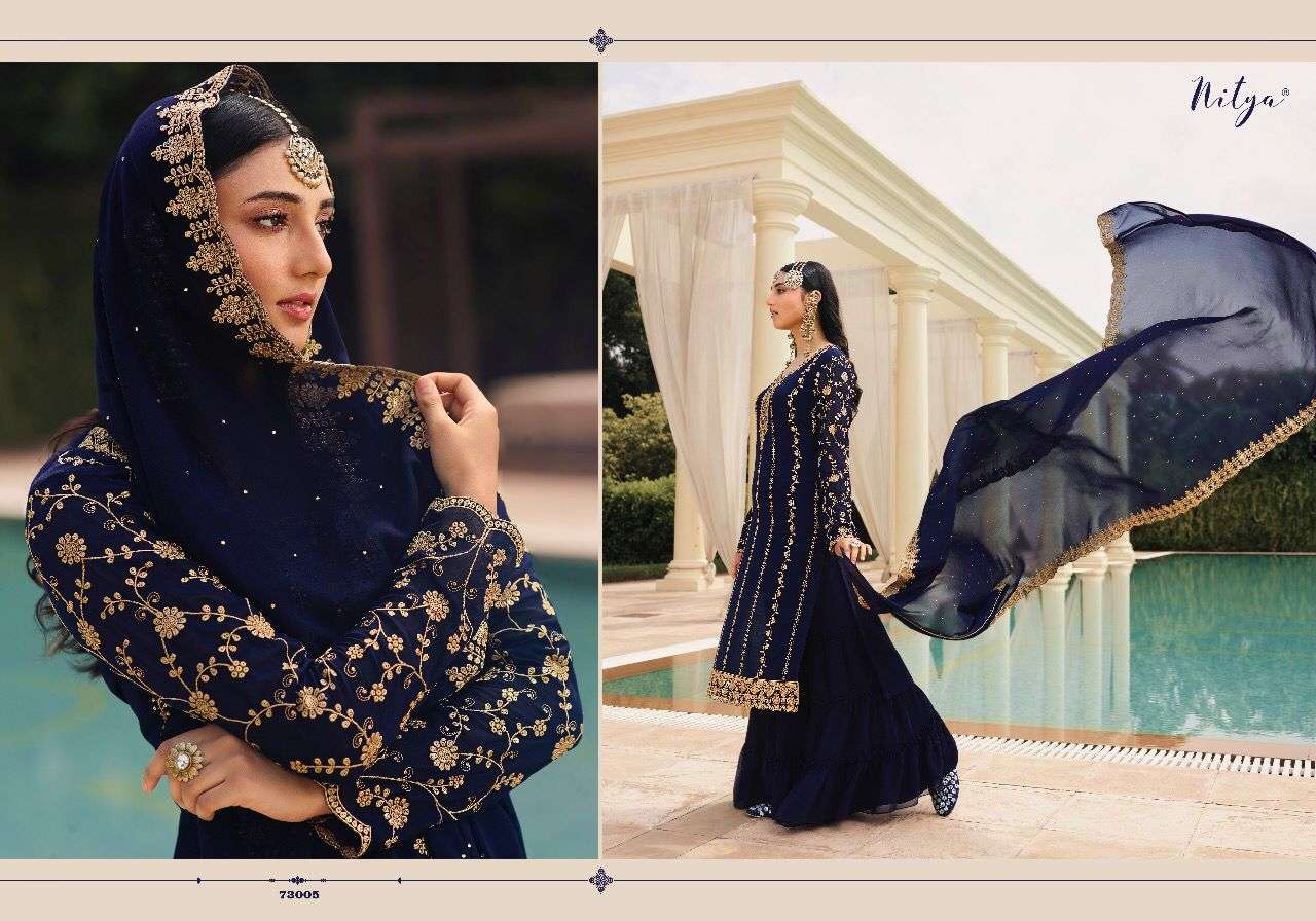 lt nitya 173 73001-73005 series georgette sharara style salwar suits catalog 