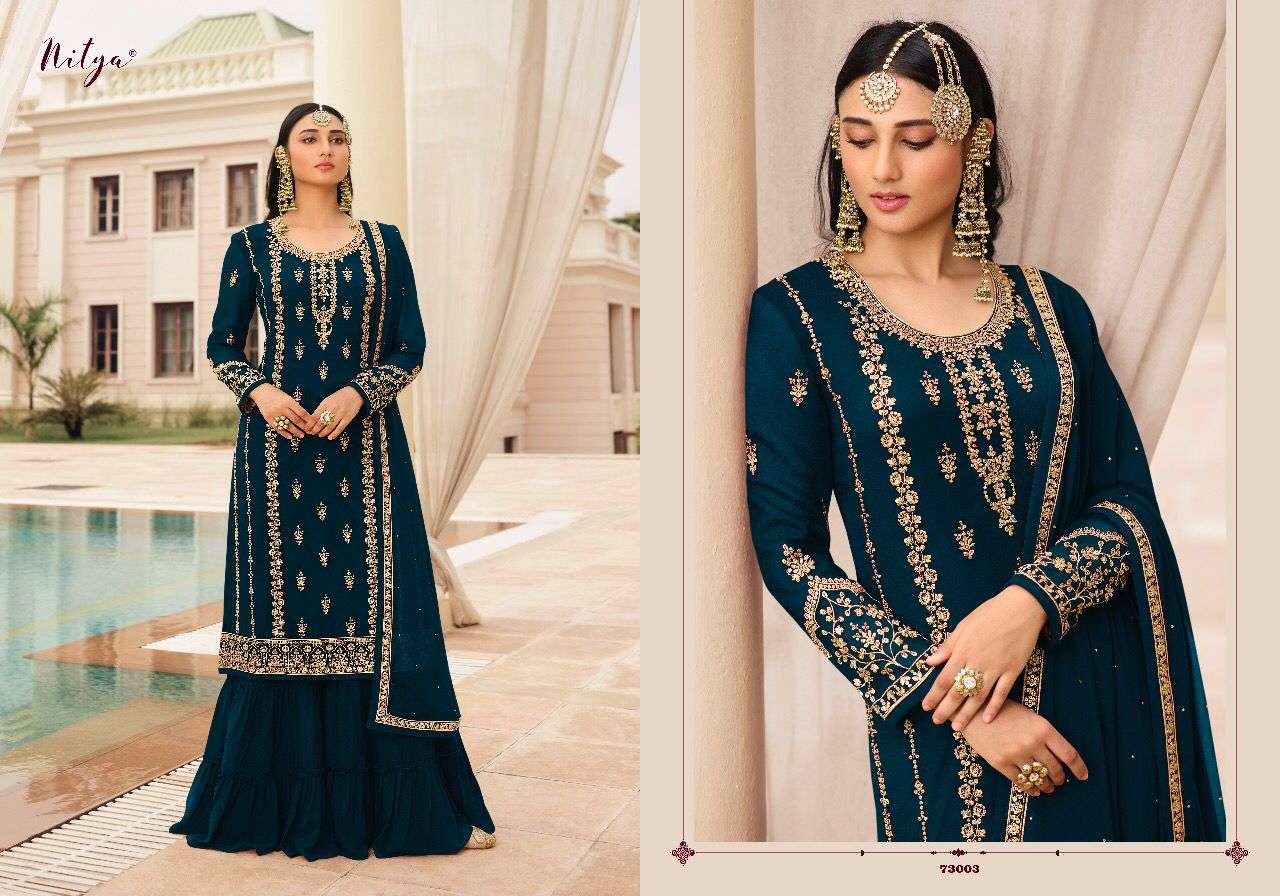 lt nitya 173 73001-73005 series georgette sharara style salwar suits catalog 