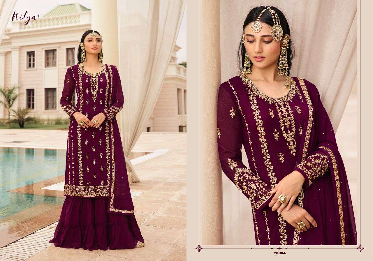 lt nitya 173 73001-73005 series georgette sharara style salwar suits catalog 