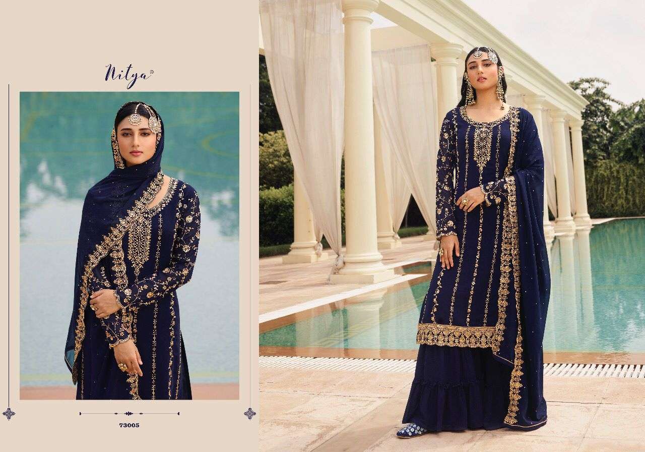 lt nitya 173 73001-73005 series georgette sharara style salwar suits catalog 