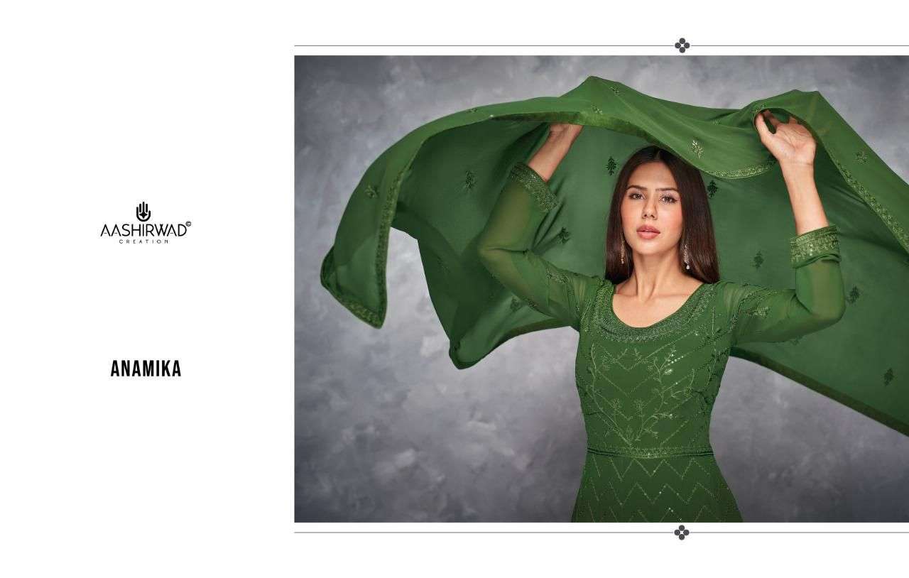 anamika by aashirwad georgette free size readymade long suits
