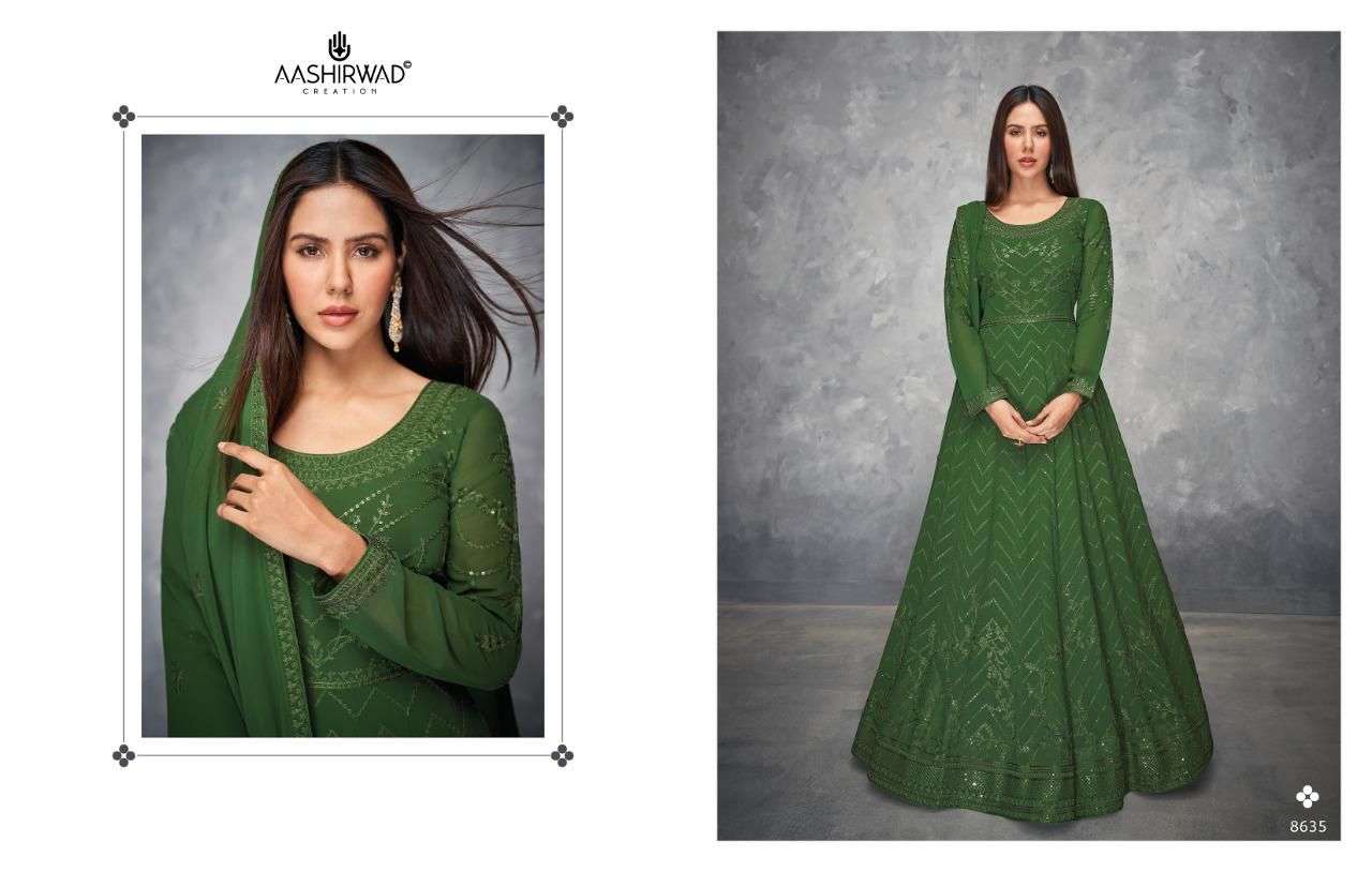 anamika by aashirwad georgette free size readymade long suits