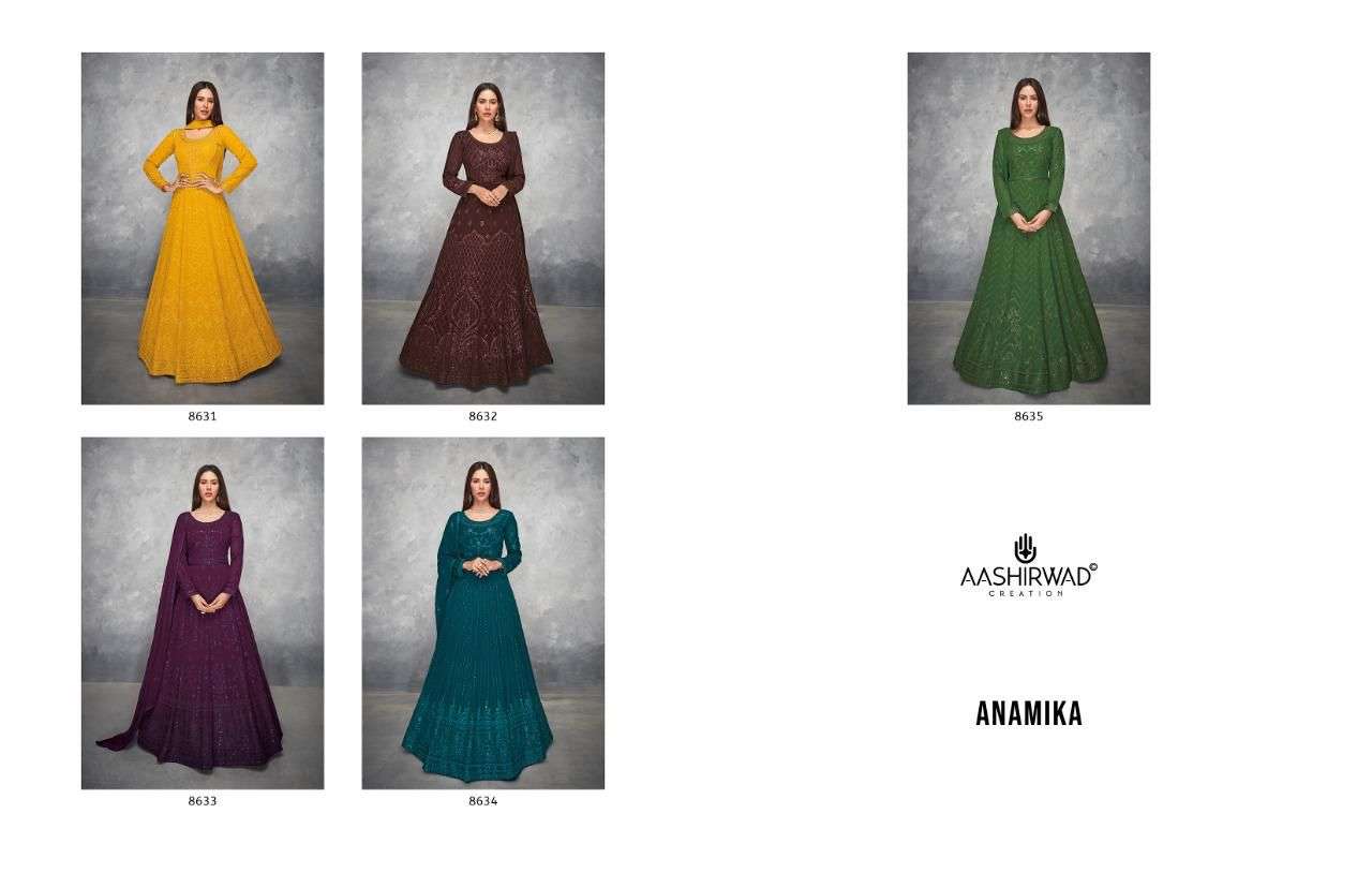 anamika by aashirwad georgette free size readymade long suits