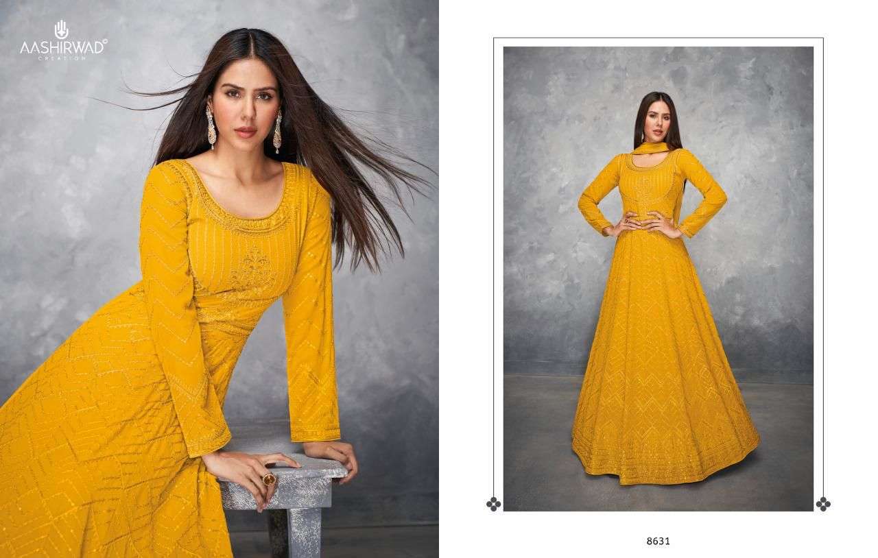 anamika by aashirwad georgette free size readymade long suits