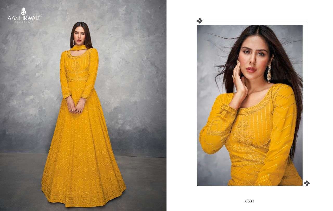 anamika by aashirwad georgette free size readymade long suits