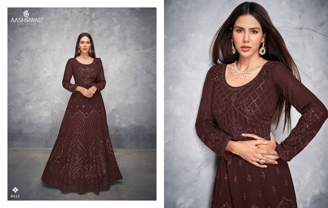 anamika by aashirwad georgette free size readymade long suits