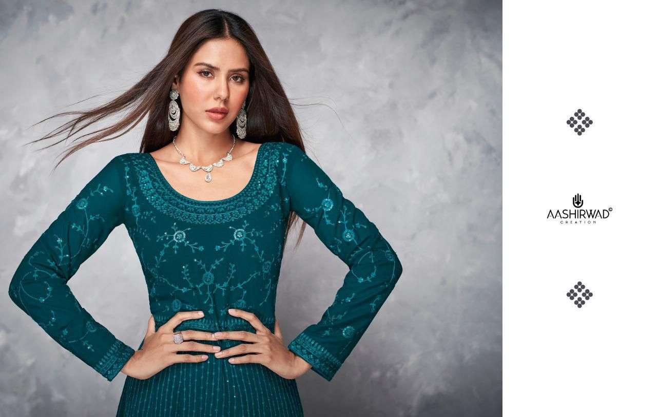 anamika by aashirwad georgette free size readymade long suits