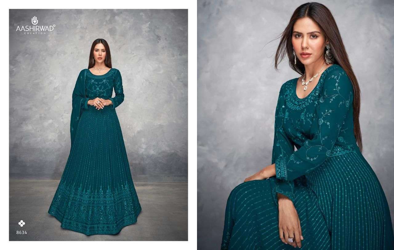 anamika by aashirwad georgette free size readymade long suits