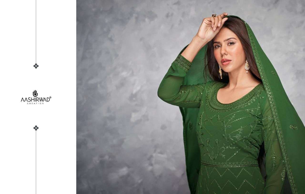 anamika by aashirwad georgette free size readymade long suits