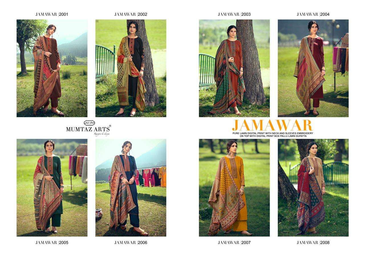 mumtaz arts jamawar lawn cotton print work ladies suits best rate for shop 