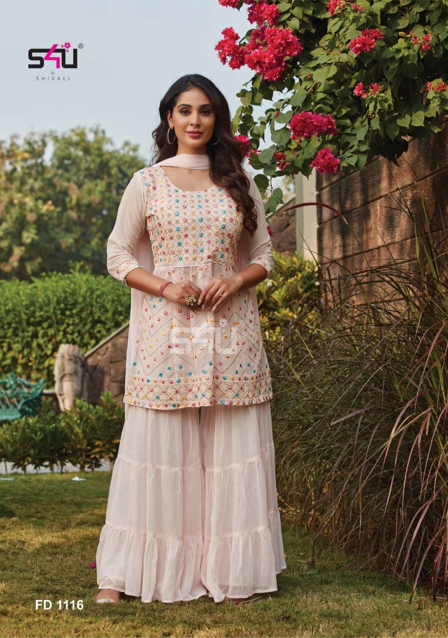 s4u 663 design combo set of boutique style peace color kurti with bottom and dupatta 