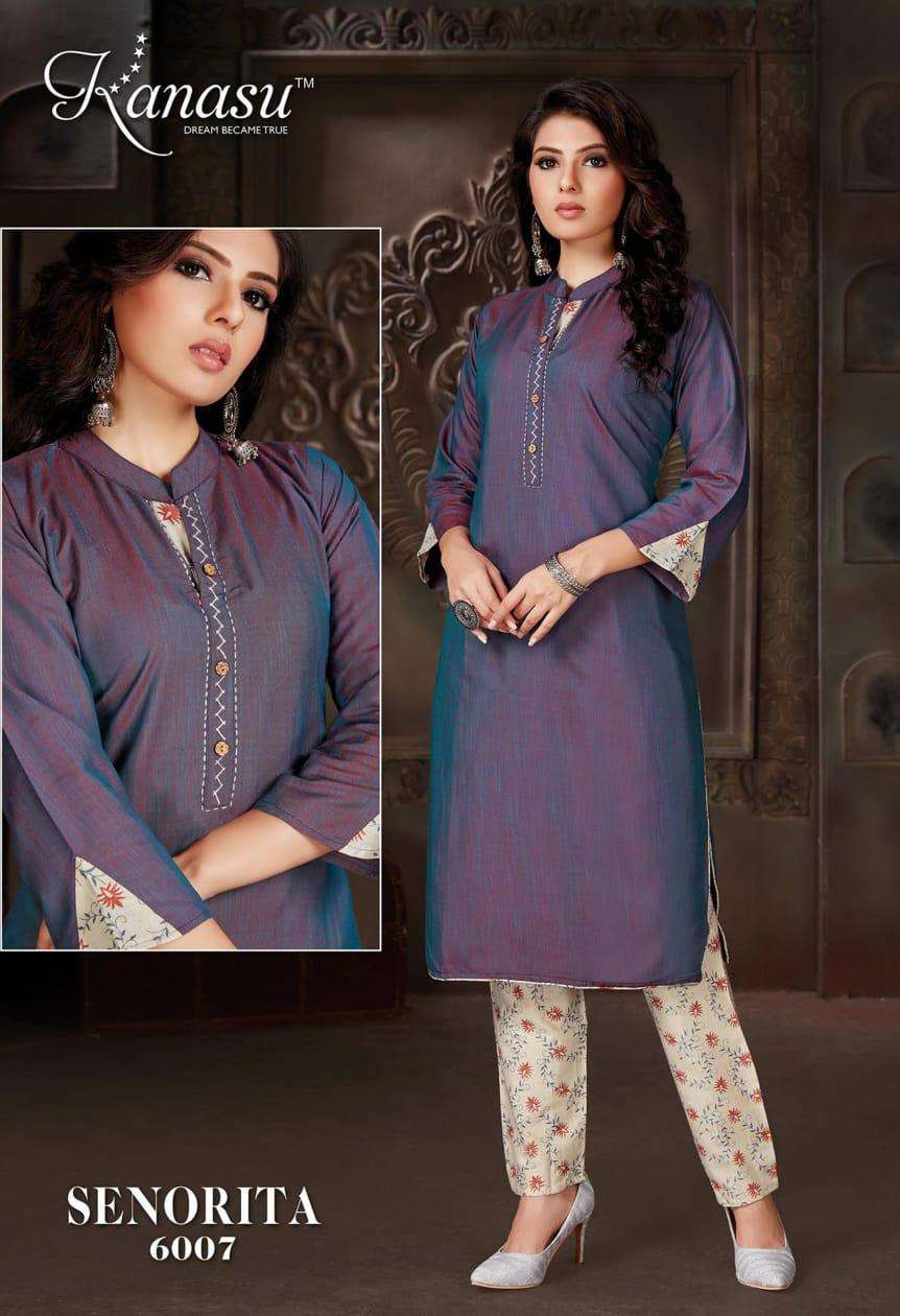 SENORITA BY KANASU HEAVY REVERSIBLE RAYON WITH FLEX PANT CATALOG WHOLESALER BEST RATE