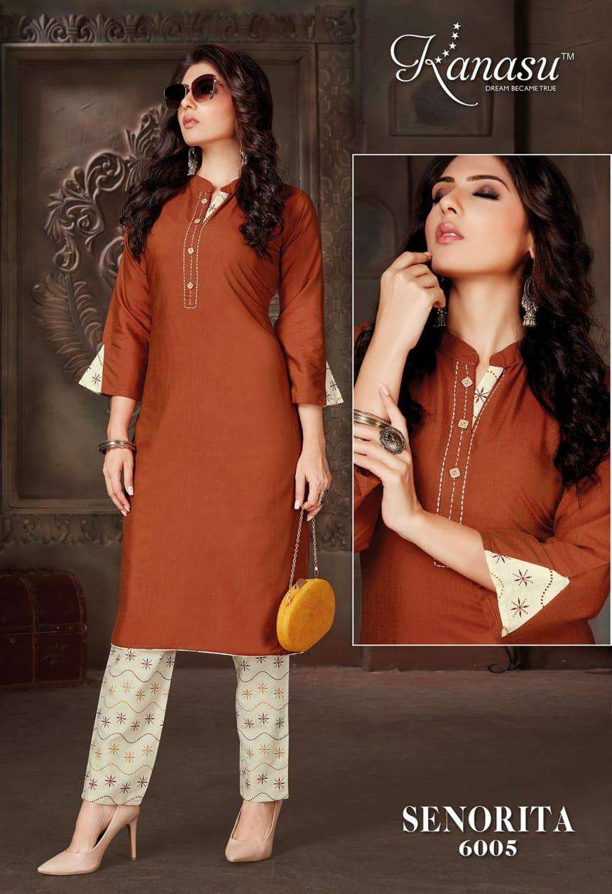 SENORITA BY KANASU HEAVY REVERSIBLE RAYON WITH FLEX PANT CATALOG WHOLESALER BEST RATE