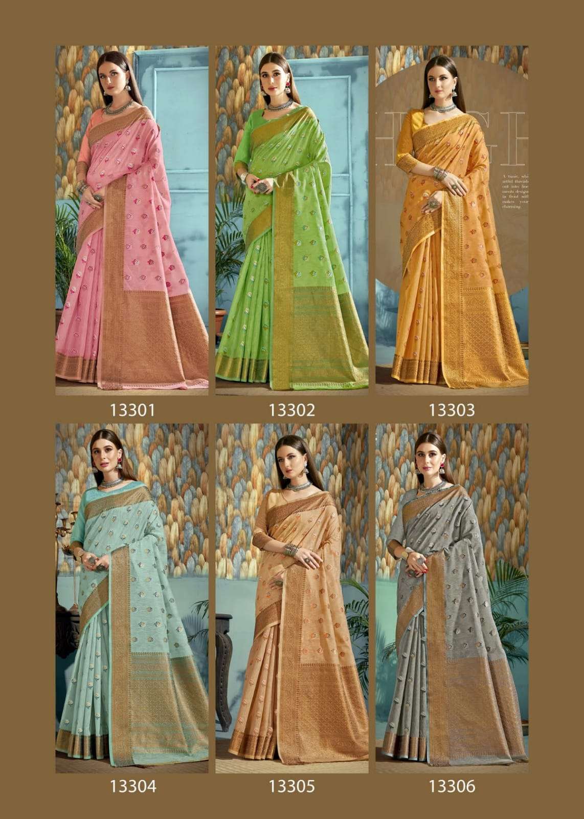 shakunt sks linen 3004 bright color linen woven beautiful sarees collection 
