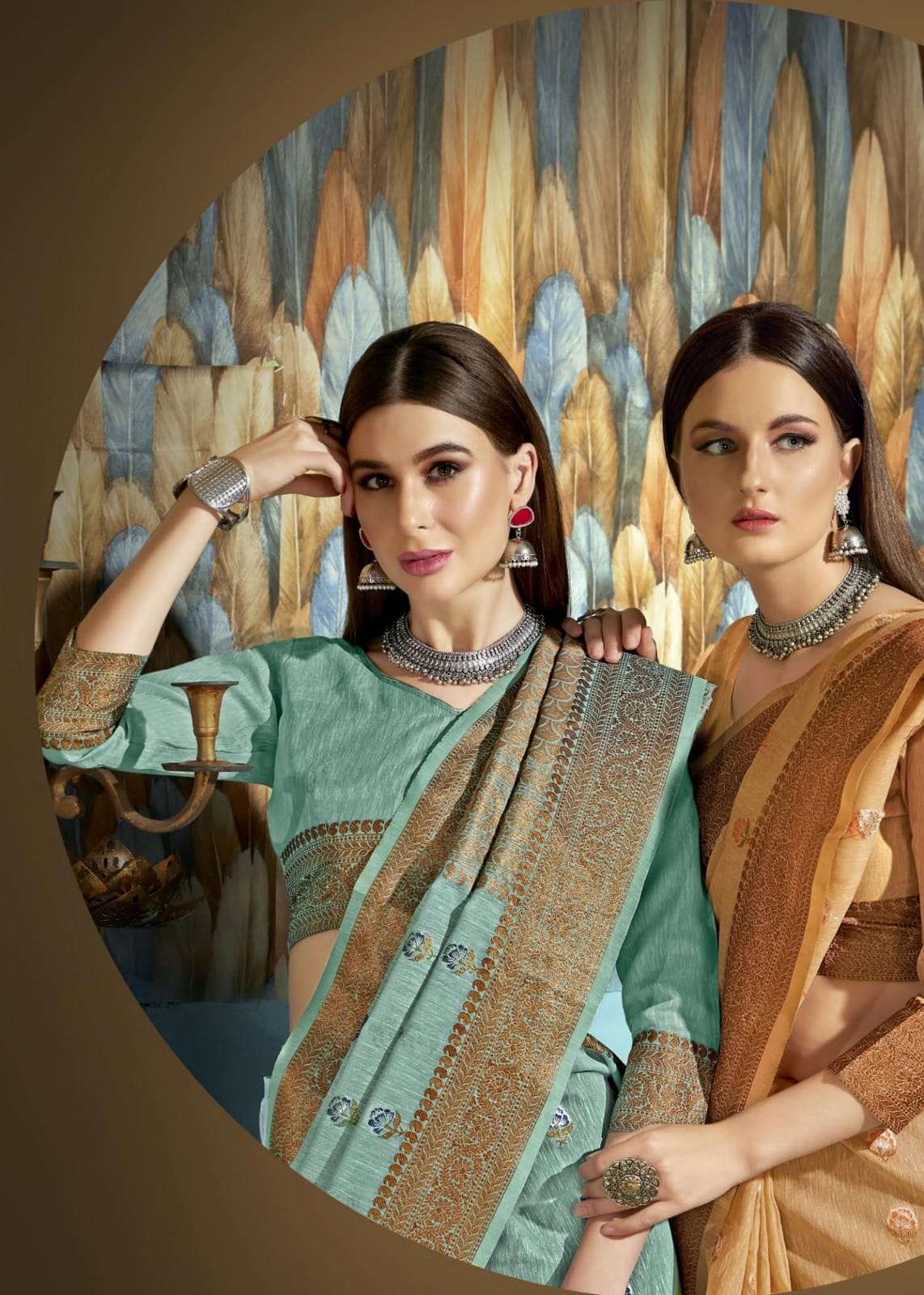 shakunt sks linen 3004 bright color linen woven beautiful sarees collection 